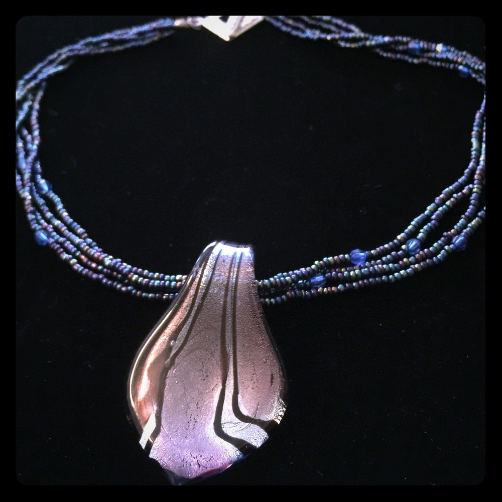 Artisan Glass Pendant Necklace with Toggle Clasp